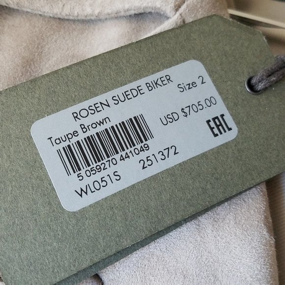 NWT All Saints Rosen suede biker jacket, US sz 2 - Picture 6 of 15